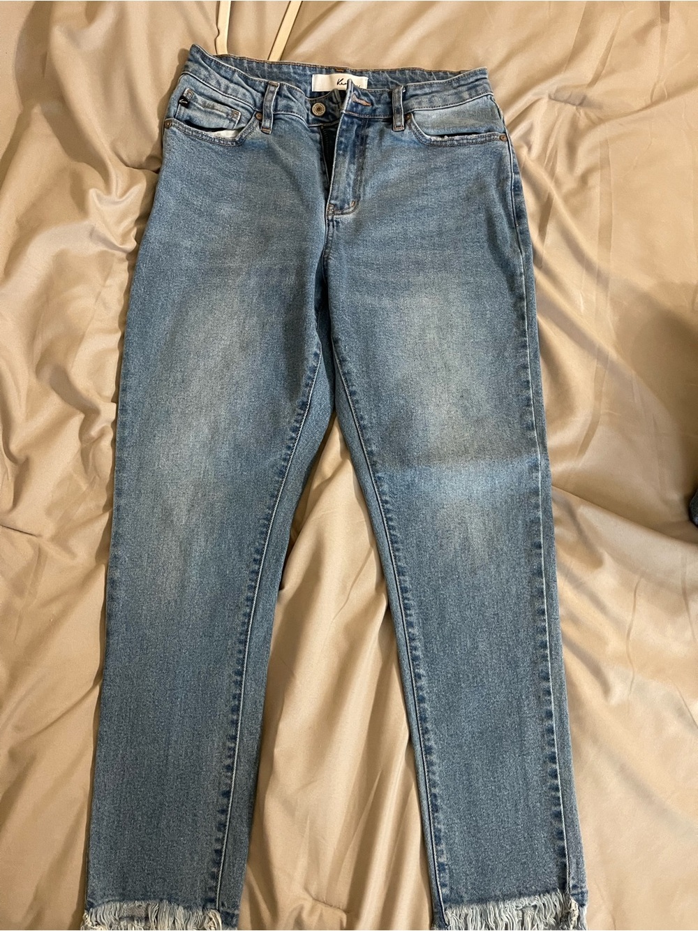 KanCan Light Blue Skinny Jeans with Frayed Hem